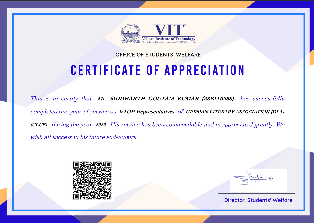 VTOP Representative, German Literary Association